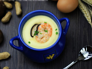 Mushrooms shrimp egg custard